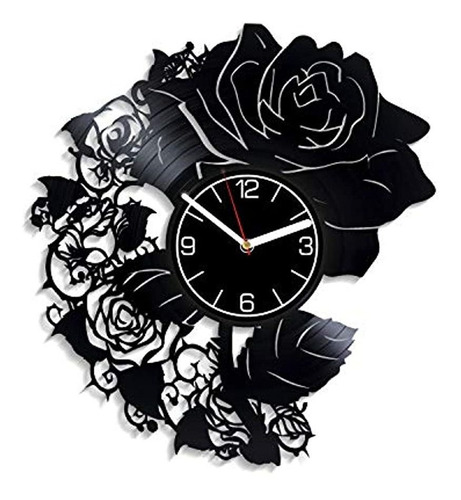 Reloj De Pared De Vinilo Con Diseño De Flores Y Flores