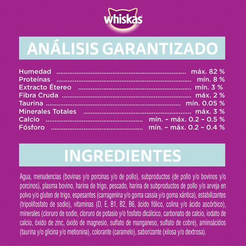 Imagen 3 de 7 de Whiskas Alimento Húmedo Gato Pescado Soufflé Sobre X1un