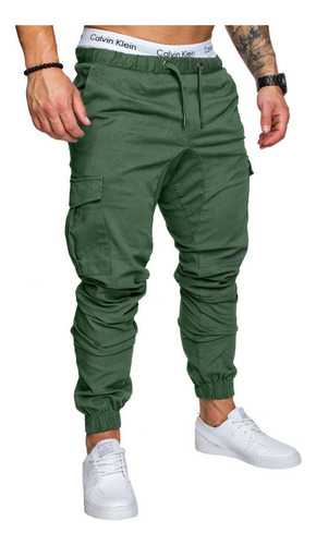 Pantalones Algodón Elástica Hombre Cargo Múltiples Bolsillos