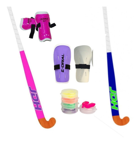 Kit Palo De Hockey + Canilleras + Bucal Combo Envío Gratis