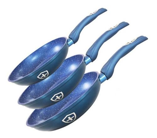 Imagen 1 de 6 de Set De 3 Sartenes Azul Swiss Silver