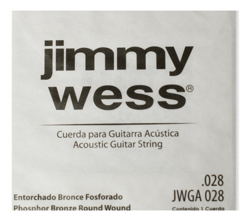 Cuerda Jimmy Wess Wb28(6) Guitarra Acustica 0.028 Bronce