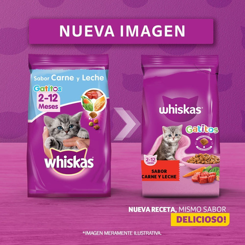 Imagen 3 de 3 de Alimento Whiskas para gato de temprana edad sabor carne y leche en bolsa de 10kg