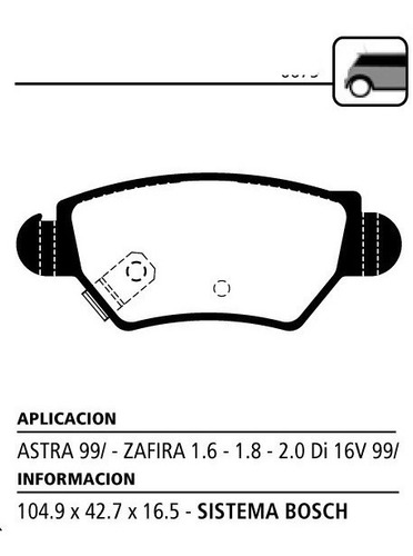 Juego Pastillas De Freno Traseras Litton Zafira Desde 99