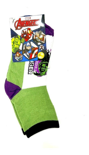 Imagem 1 de 2 de Meia Infantil Marvel Hulk 4 A 8 Anos Tamanho 23 - 27
