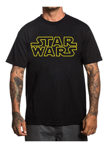 Playera Star Wars Logo Dorado Darth Vader Mandalorian Yoda