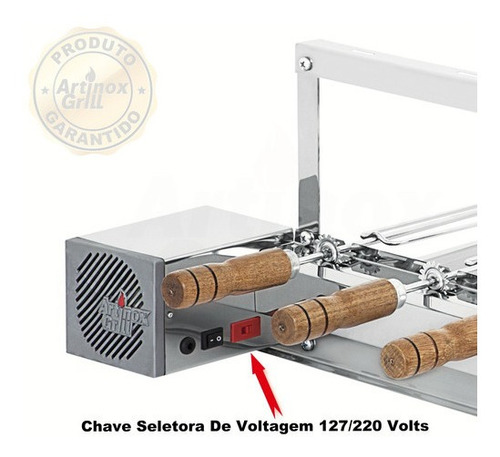 Imagem 4 de 6 de Churrasqueira Inox Giratorio Artinox Grill 6 Espetos Cb Mad