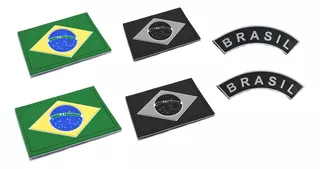Kit 6 Patch Emborrachado - Bandeira Do Brasil + Tarjeta