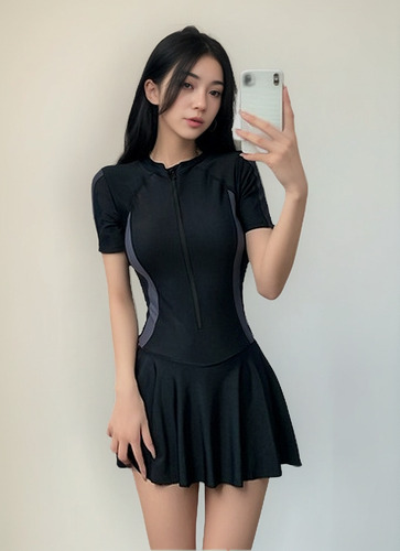 Traje De Baño Deportivo De Una Pieza Manga Larga Para Mujer