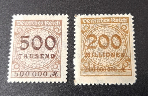 Sello Alemania Imperio - Sobrecargados 1923 ( 500 Y 200 )
