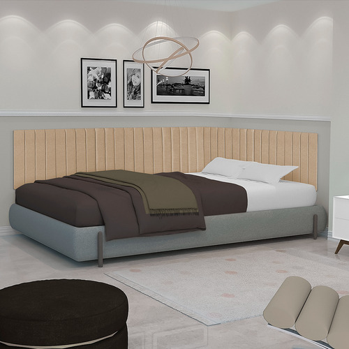 Cabeceira Em L Com Proteção Lateral Cama Box Casal