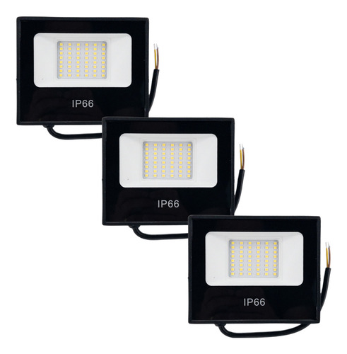 Kit 3 Refletor Led 200w Bivolt Branco Frio Prova D Agua Ip66