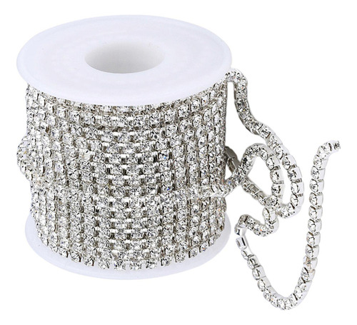 1 Rollo De Cadenas De Copa De Diamantes De Imitación Plata