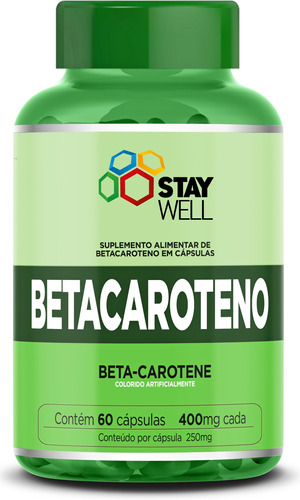 Beta Caroteno 100% Puro 400mg 6000ui - Stay Well - 60 Cápsulas