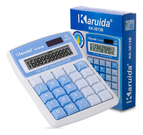 Calculadora Escritorio Mesa 12 Dígitos C/ Función Retroceso Color Azul