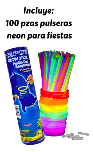 100 Pulseras Neón Fosforescente Brilla Stick Eventos Fiestas