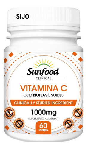 Suplemento Vitamina C 1000mg Com Rutina 0,6mg Sunfood 60 Cap