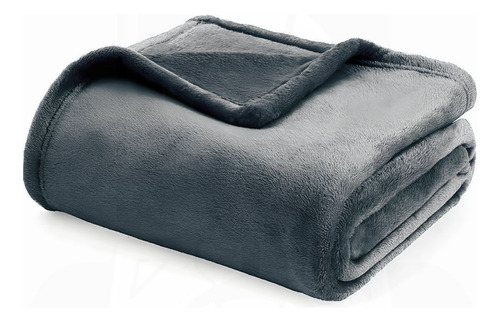 Frazada Individual Calientita, Cobija Suave Ultra Ligera Color Gris Diseño De La Tela Liso