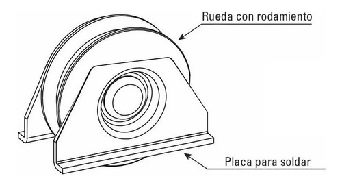 2 Ruedas Acero Porton Corredizo V 70 Mm C/ Soporte H Tuyu