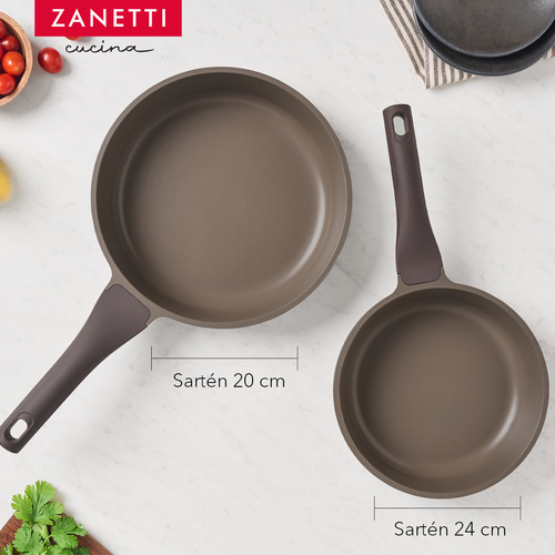 Sartén 20 Cm Y Sartén 24 Cm Antiadherente - Gris - Zanetti Gris Oscuro