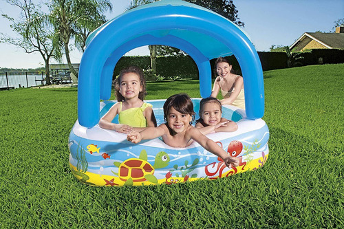 Pileta inflable cuadrada Bestway 52192 de 140cm x 140cm x 114cm 265L multicolor