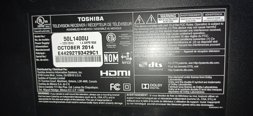 Imagen 8 de 10 de Televisor 50 Toshiba 50l1400u Led Pantalla Partida Nuevo