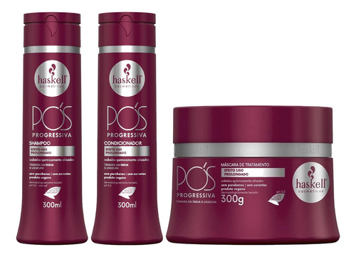 Kit Haskell Pós Progressiva 3 Produtos 300ml Liso Sem Frizz