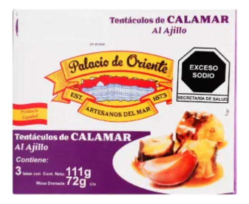 Enlatado Tentaculos De Calamar Al Ajillo 3 Pzas De