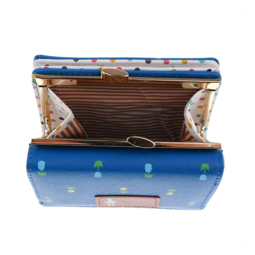 Billeteras De Mujer Wallet Monederos Mujer Tarjetero Color Azul Diseño De La Tela Floreado