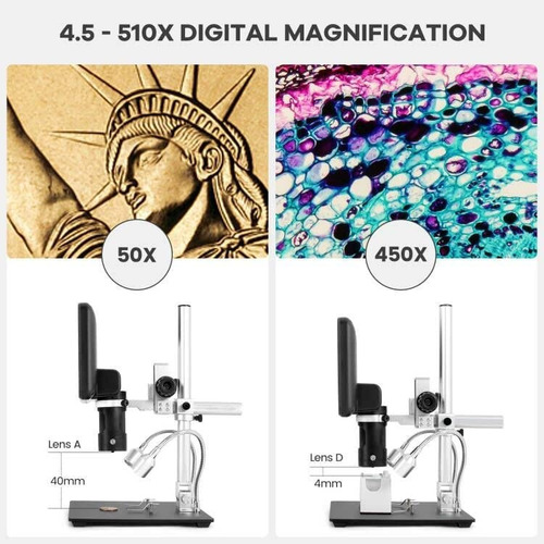 Imagen 4 de 10 de Microscopio Digital Andonstar Ad246s-m 3 Lentes Hdmi Metal