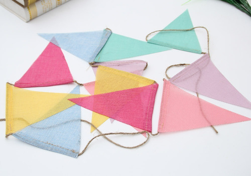 Imagen 6 de 10 de Banderines Decorativos Guirnaldas De Tela