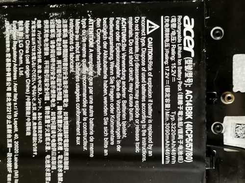 Laptop Acer Aspire A515-52 En Partes Solamente (Usado)