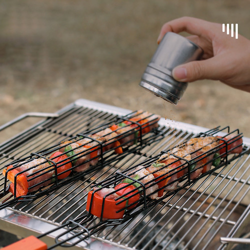 Cesta Portátil Para Asar Barbacoa Con Mango De Madera Para S