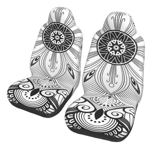 2 Funda Asiento Coche Diseño Flor Mandala Gris Para