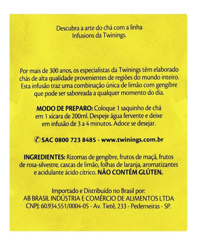 Imagem 6 de 6 de Chá Twinings Limão Com Gengibre 10 Sachês