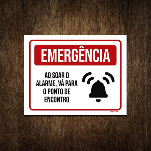 Placa Sinalização - Emergência Alarme Ponto Encontro 18x23