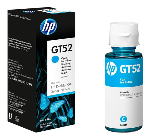 Botella Tinta Hp Gt52 Cian Impresora Deskjet Gt 70ml