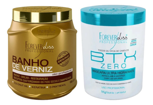 Kit Forever Liss Banho De Verniz + Botox Btx Zero 1kg