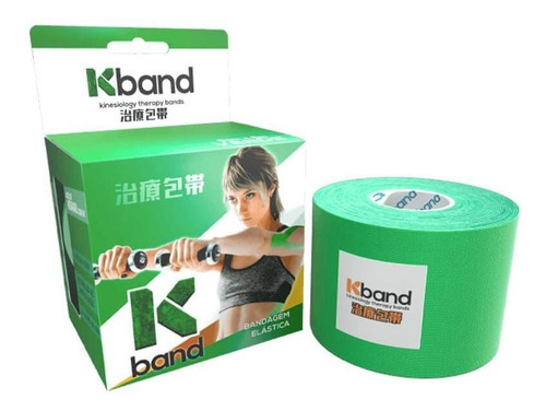 Bandagem Elástica Adesiva Rolo 5cm X 5m Kband Cor Verde