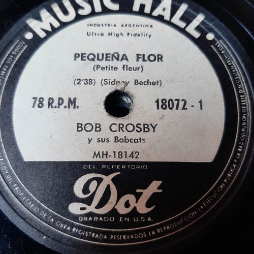 Pasta Bob Crosby Y Sus Bobcats Music Hall C185