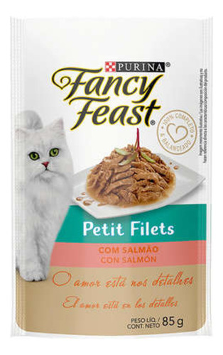 Kit 15 Fancy Feast Sachê Petit Filets Com Salmão 85g