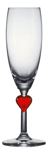 Taça De Champanhe Coração Red Herzflutes 215ml Cor Transparente