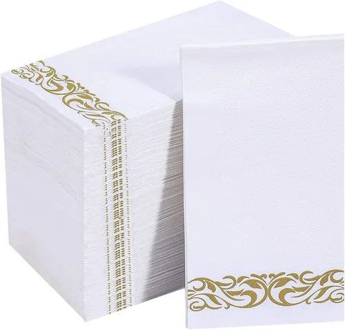 comprar Servilletas Desechables Vplus, Blanco Y Dorado, 200 Piezas