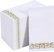 Comprar Servilletas Desechables Vplus, Blanco Y Dorado, 200 Piezas