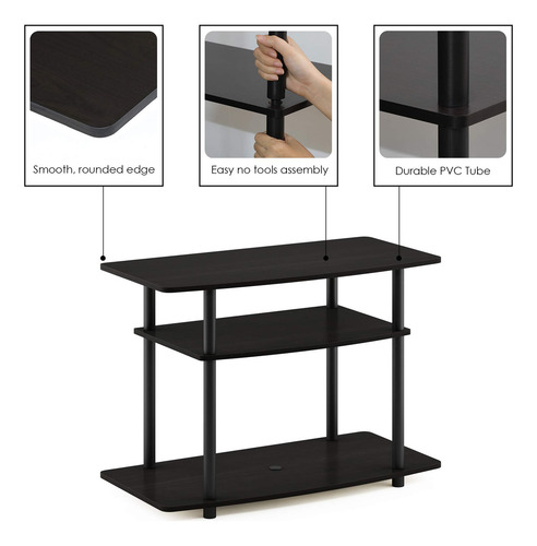 Furinno Tools - Mesa De 3 Niveles Para Tv., Madera, Espress. Color Espresso / negro
