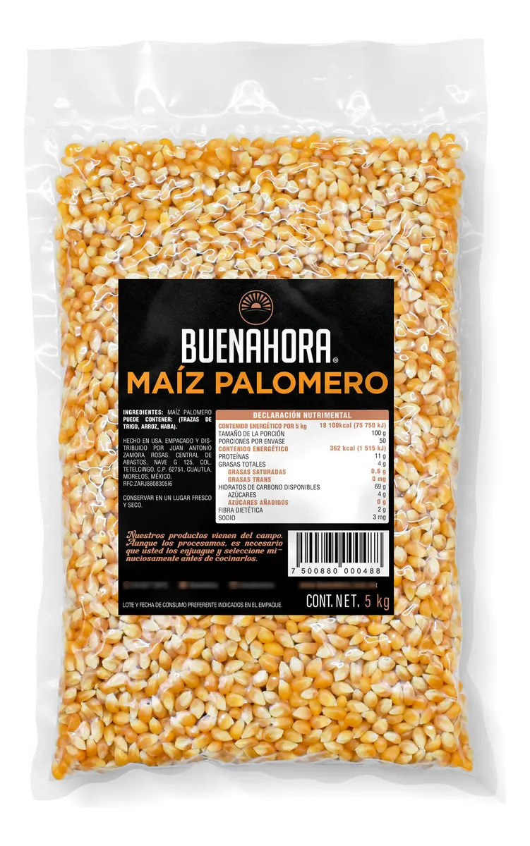 Maíz Palomero Mariposa BUENAHORA 5Kg Grano Premium Alta Calidad Ideal Para Palomitas Caseras, Cine En Casa, Negocio De Snacks Y Recetas Gourmet Con Textura Crujiente – Butterfly Po