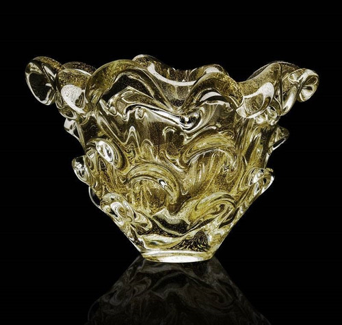 Cachepot Cristal Murano Po Ouro 24k 21x35cm Sao Marcos 12  