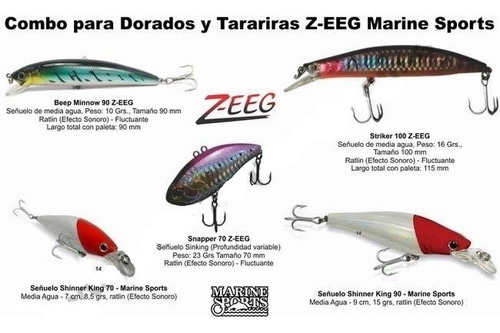 Combo De 5 Señuelos Para Dorados Z-eeg Y Marine Sports