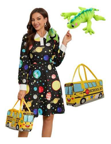 Laqeyko Mulheres Sra. Frizzle Traje Peter Pan Collar Magic S