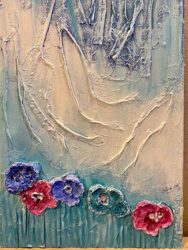 Cuadro Texturado Abstracto Colores Pastel 60x30 (Usado)